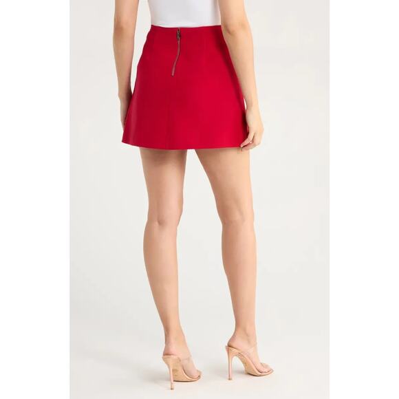 ALICE + OLIVIA Semira Pleated Red Mini Skirt - Picture 7 of 12